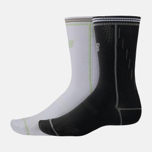 Calcetines New Balance Run Midcalf 2 Pack Hombre Negras Blancas | EC 1293CE