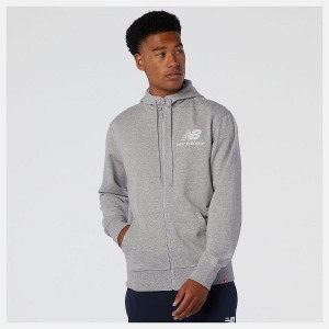 Chaquetas New Balance Essentials Stacked Full Zip Hombre Gris | EC 1353RW