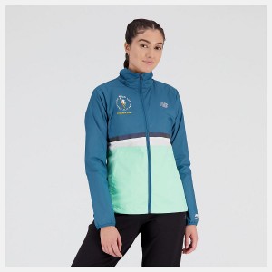 Chaquetas New Balance NYC Marathon Finisher Mujer Azules | EC 2074VD