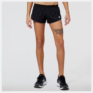 Short New Balance Accelerate 3 Inch Split Hombre Negras | EC 1415FM