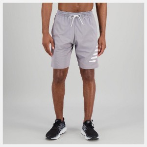Short New Balance Heathertech Knit Hombre Gris | EC 1428QZ