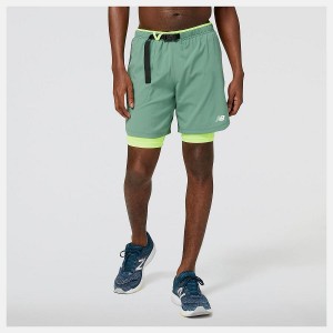 Short New Balance Impact Run AT 7 Inch 2 in 1 Hombre Verde | EC 1434UT