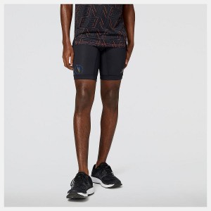 Short New Balance NYC Marathon Q Speed 9 Inch Half Tight Hombre Negras | EC 1440DN