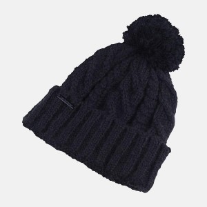 Sombreros New Balance Lux Knit Pom Mujer Azul Marino | EC 1982OR