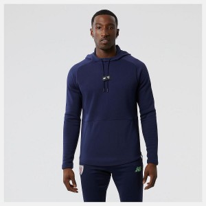 Sudadera con Capucha New Balance Athletic Club Overhead Hoody Hombre Azul Marino | EC 1305IS