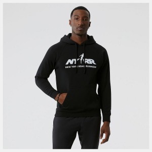 Sudadera con Capucha New Balance Run For Life Estampadas Hombre Negras | EC 1337FM