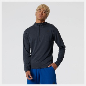 Sudadera con Capucha New Balance Tenacity Hooded 1/4 Zip Hombre Negras | EC 1341KI