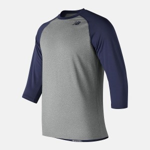Tops New Balance 3/4 Baseball Raglan Hombre Gris Negras | EC 1464AP
