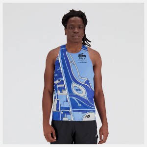 Tops New Balance 5th Avenue Mile Singlet Hombre Azules | EC 1530NB