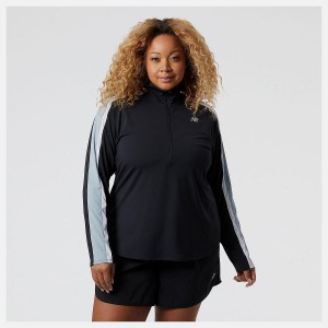Tops New Balance Accelerate Half Zip Pullover Mujer Negras Azules | EC 2175ZG