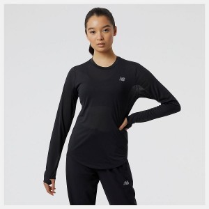 Tops New Balance Accelerate Long Sleeve Mujer Negras | EC 2176XF