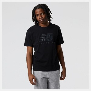 Tops New Balance Athletics Estampadas Logo Hombre Negras | EC 1479MA