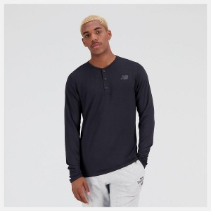 Tops New Balance Baseball Henley Hombre Negras | EC 1492DN