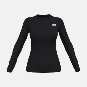 Tops New Balance Baselayer Long Sleeve Mujer Negras | EC 2258NB