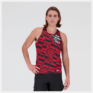 Tops New Balance Bronx 10 Mile Singlet Hombre Rojas Negras | EC 1532QZ