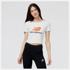 Tops New Balance Essentials New Wave Sleeve Mujer Blancas | EC 2184EX