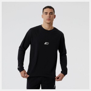 Tops New Balance Essentials Seasonal Long Sleeve Hombre Negras | EC 1506QZ