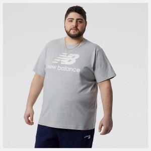 Tops New Balance Essentials Stacked Logo Hombre Gris | EC 1507WY
