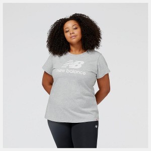 Tops New Balance Essentials Stacked Logo Mujer Gris | EC 2186TV