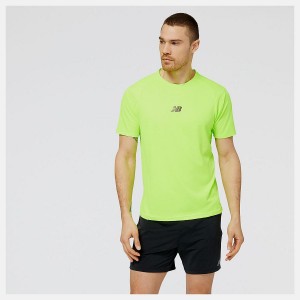 Tops New Balance Impact Run AT N-Vent Sleeve Hombre Verde | EC 1517SO