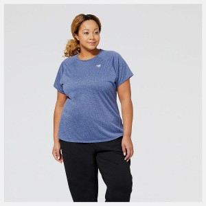 Tops New Balance Impact Run Sleeve Mujer Azules | EC 2191PQ