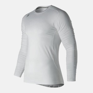 Tops New Balance Long Sleeve Baselayer Hombre Creme | EC 1524LH