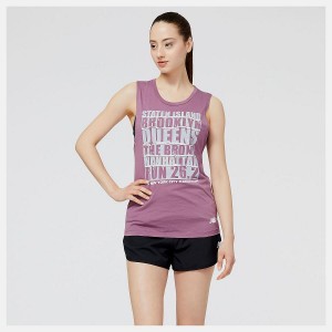Tops New Balance NYC Marathon Borough Estampadas Tank Mujer Moradas | EC 2201ZG