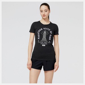 Tops New Balance NYC Marathon Empire Estampadas Mujer Negras | EC 2202XF