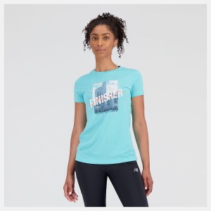 Tops New Balance NYC Marathon Finish Line Estampadas Mujer Verde Menta | EC 2207MA
