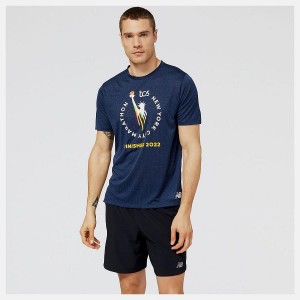 Tops New Balance NYC Marathon Finisher Impact Run Sleeve Hombre Negras | EC 1539IS