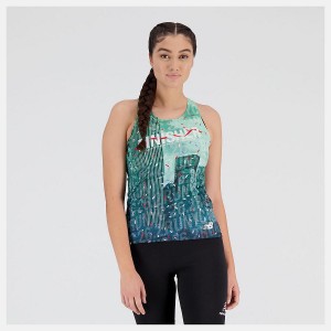 Tops New Balance NYC Marathon Finisher Singlet Mujer Verde | EC 2211RW