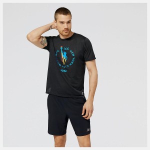 Tops New Balance NYC Marathon Impact Run Sleeve Hombre Negras | EC 1544DN