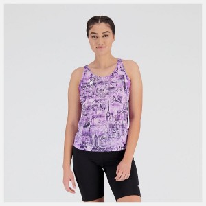 Tops New Balance NYC Marathon Printed Impact Run Tank Mujer Moradas | EC 2218AP