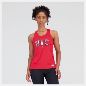 Tops New Balance NYC Marathon Printed Singlet Mujer Rojas | EC 2219SO
