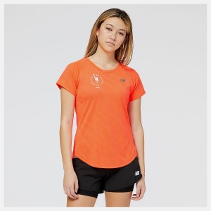 Tops New Balance NYC Marathon Q Speed Jacquard Sleeve Mujer Naranjas | EC 2221FM