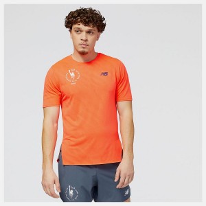 Tops New Balance NYC Marathon Q Speed Jacquard Sleeve Hombre Naranjas | EC 1551ZG
