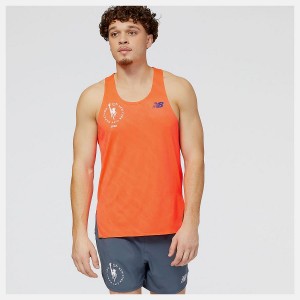 Tops New Balance NYC Marathon Q Speed Jacquard Singlet Hombre Naranjas | EC 1550LH