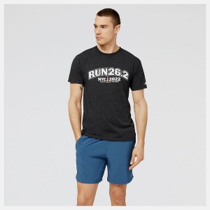Tops New Balance NYC Marathon RUNYC Estampadas Hombre Negras | EC 1553CE