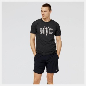 Tops New Balance NYC Marathon Running Man Estampadas Hombre Negras | EC 1552XF