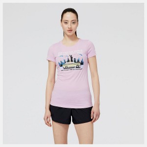 Tops New Balance NYC Marathon Taxi Estampadas Mujer Rosas | EC 2226LH