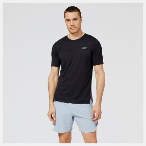 Tops New Balance Q Speed Jacquard Sleeve Hombre Negras | EC 1560EX