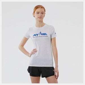 Tops New Balance Run For Life Estampadas Sleeve Mujer Blancas | EC 2240UT