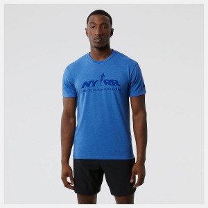 Tops New Balance Run For Life Estampadas Sleeve Hombre Azules | EC 1569SO