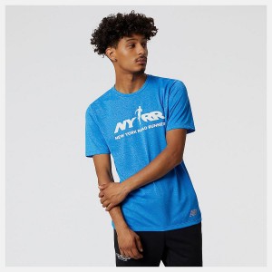 Tops New Balance Run For Life Estampadas Impact Run Sleeve Hombre Azules | EC 1568AP