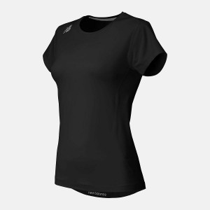 Tops New Balance Short Sleeve Baselayer Mujer Negras | EC 2245SO