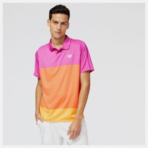 Tops New Balance Tournament Polo Hombre Rosas | EC 1586EX