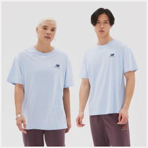 Tops New Balance Uni-ssentials Cotton T-Shirt Hombre Azules | EC 1587RW