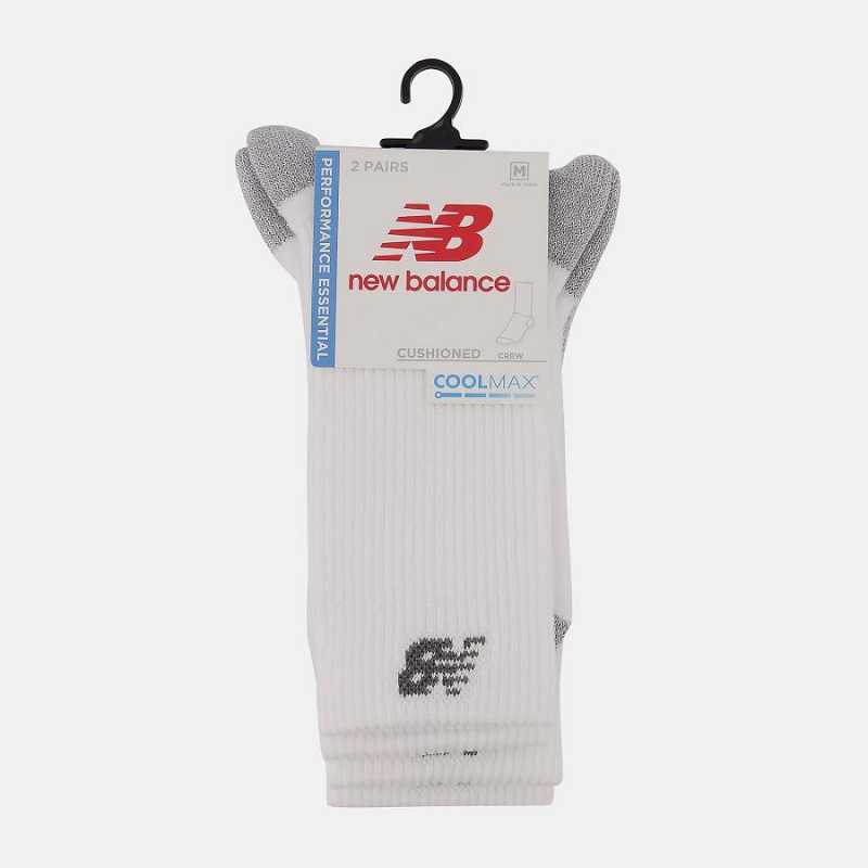 Calcetines New Balance Coolmax Crew 2 Pack Mujer Blancas | EC 2028EX