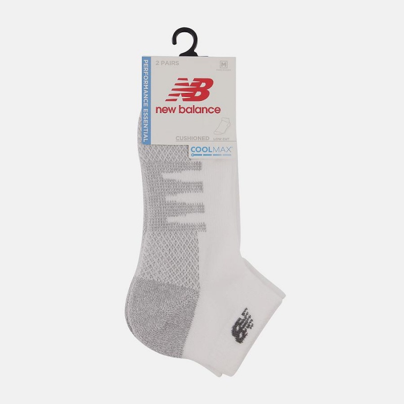 Calcetines New Balance Coolmax Low Cut 2 Pack Hombre Blancas | EC 1271MA