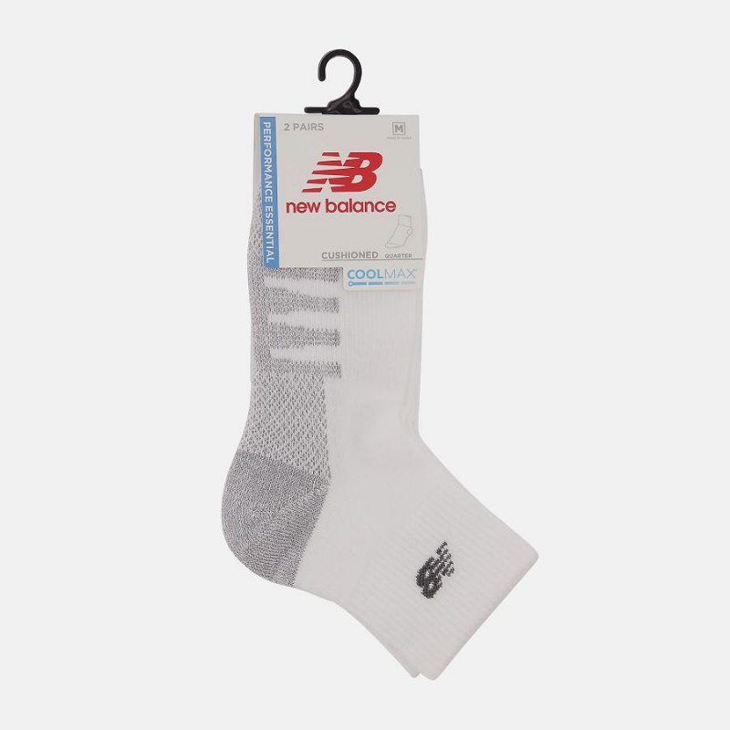 Calcetines New Balance Coolmax Quarter 2 Pack Hombre Blancas | EC 1273WY
